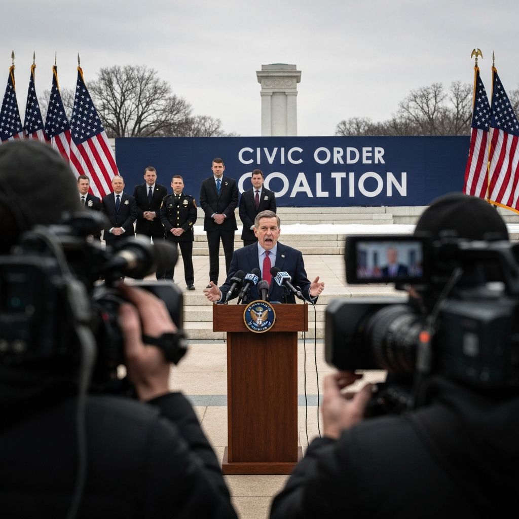 The Civic Order Coalition held its launch press conference at the National Law Enforcement Officers Memorial in Washington, D.C.